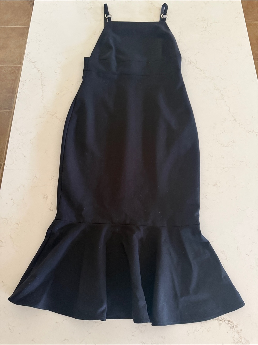cinq a sept Black Ruffle-Hem Maxi Dress.